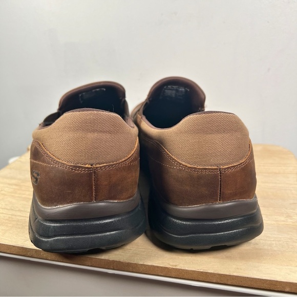 Skechers Glides Calculus Relaxed Fit Memory Foam Slip On Loafer Brown Leather 15 - Picture 7 of 7